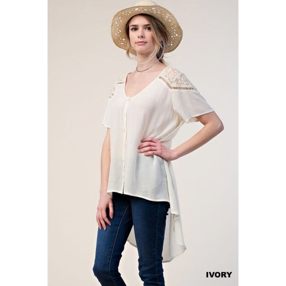 Kori America Lace Shoulder Blouse, Ivory - Picture 3 of 3